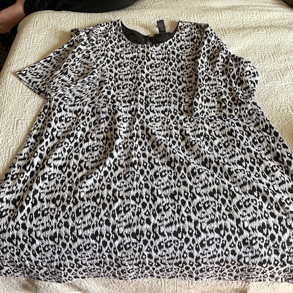Leopard print 3/4 sleeve a-line dress, lame Bryant, 26/28